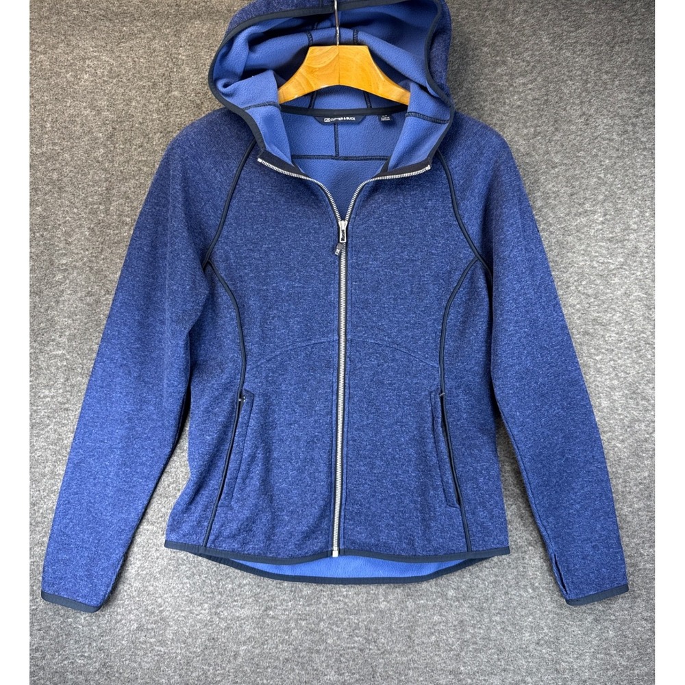 Cutter & Buck Mainsail Full Zip Hoodie Womens S Blue Knit Sweater Fleece Jacket